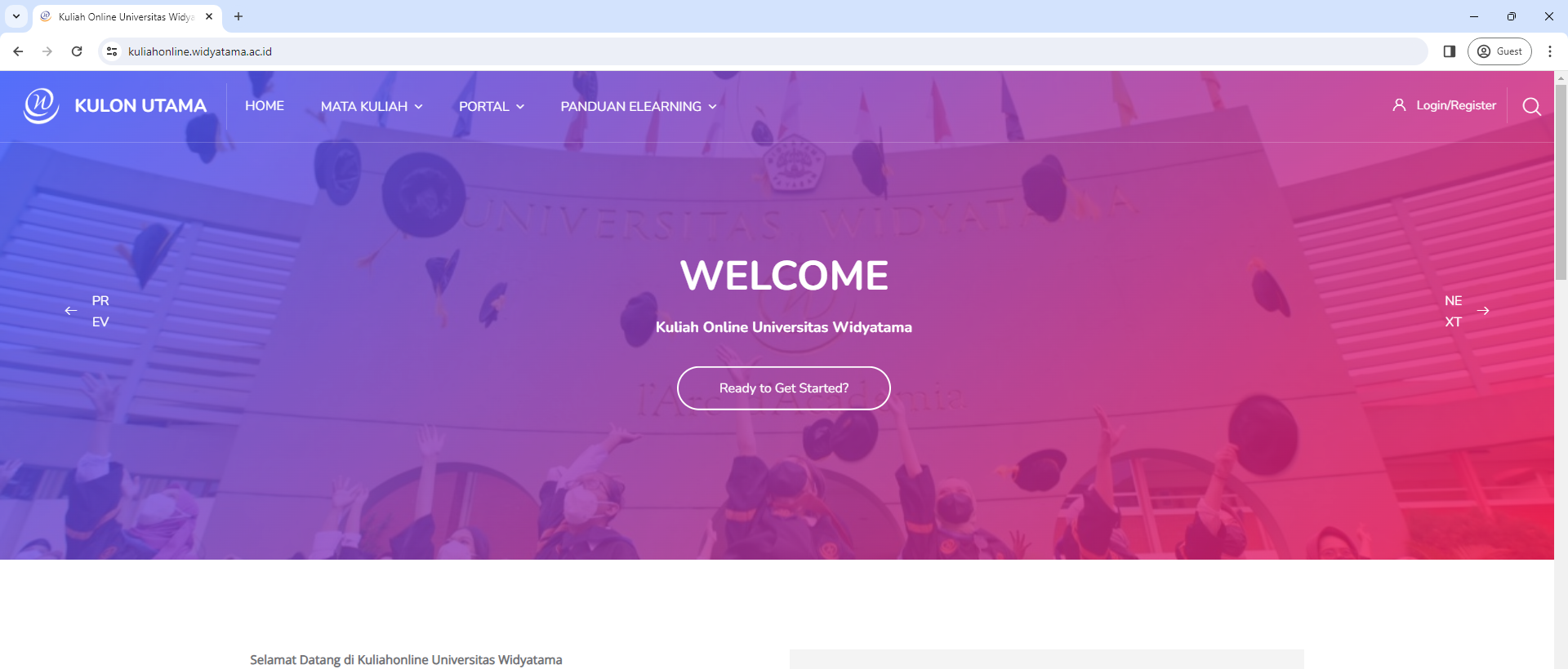Tangkapan layar website Kulon Universitas Widyatama